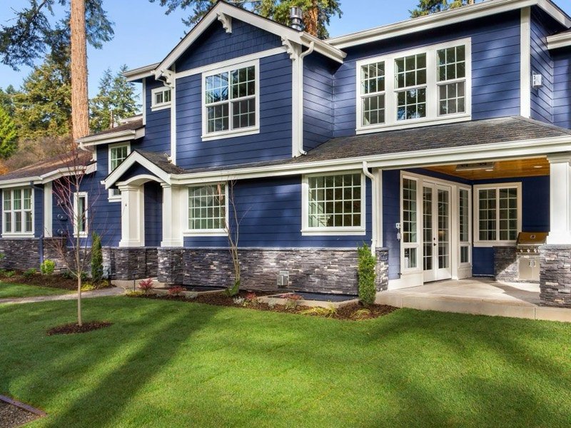 Blue two-story house